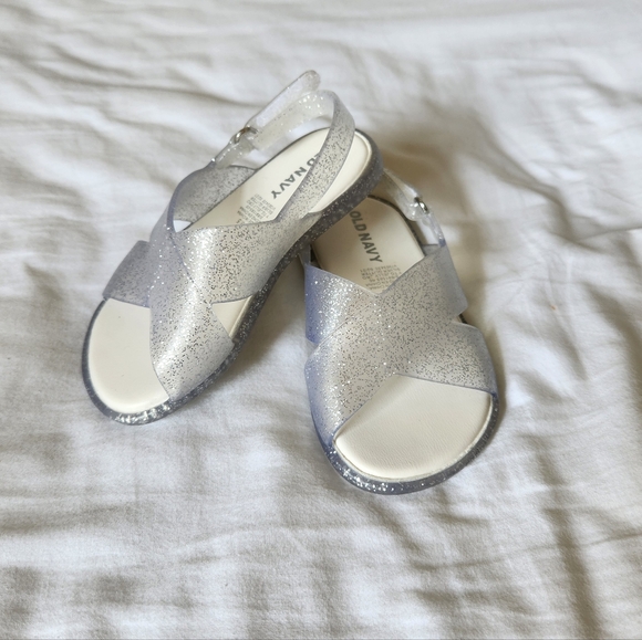 Old Navy Toddler Silver Glitter Sandals Size 6 - Picture 1 of 6